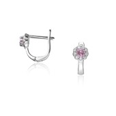 Cercei argint flori cu pietre roz si tortite DiAmanti AE20184RH-PINK-AS